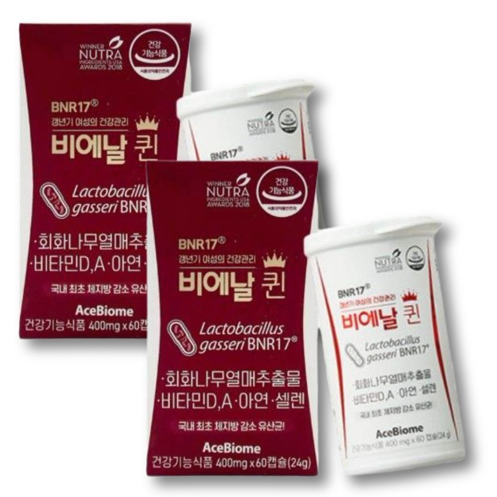 비에날퀸 갱년기 다이어트 유산균 BNR17 60캡슐x2박스 갱년기케어 체지방 모유유래유산균