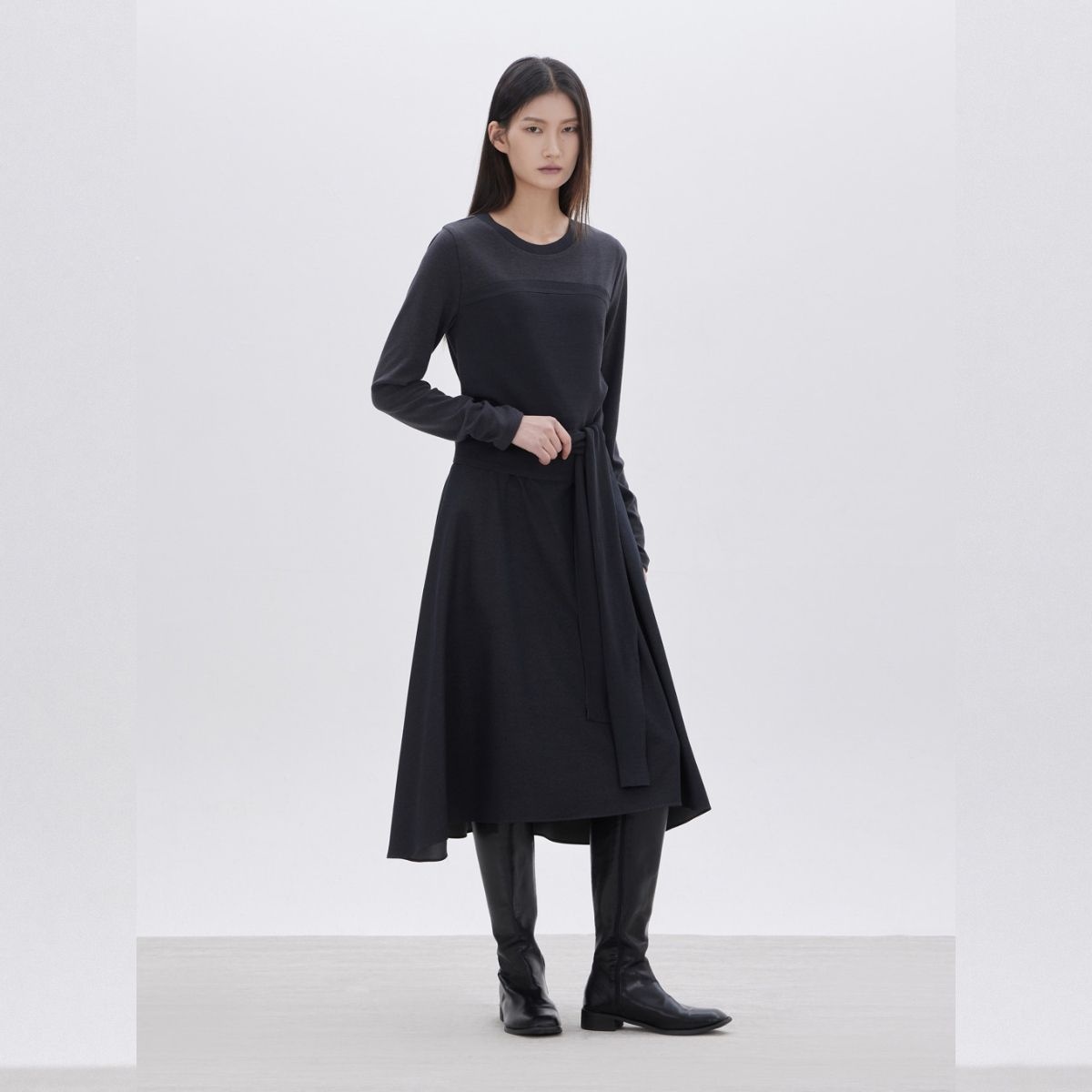 주크 저지 블록 플레어 원피스 Z261MSE001