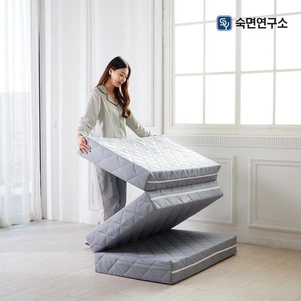 숙면연구소 3단 접이식 매트리스 6cm 10cm 15cm 원룸 바닥 단단한 수면매트 자취 접는 침대 매트릭스 토퍼