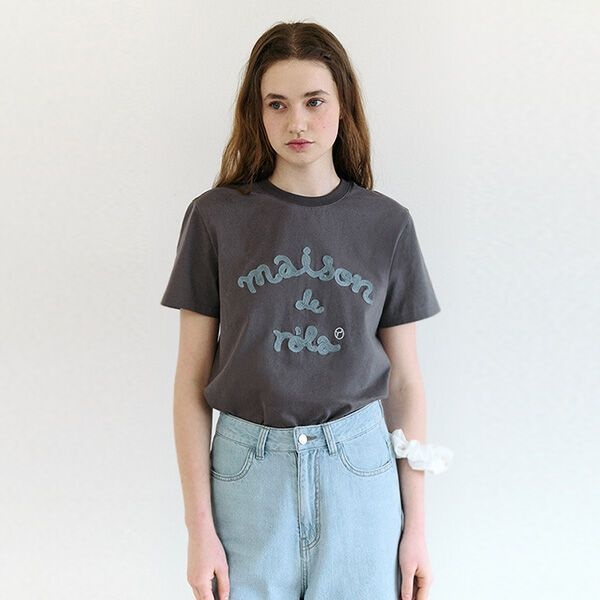 로라로라 MAISON DE ROLA EMBROIDERY T-SHIRT CHARCOAL