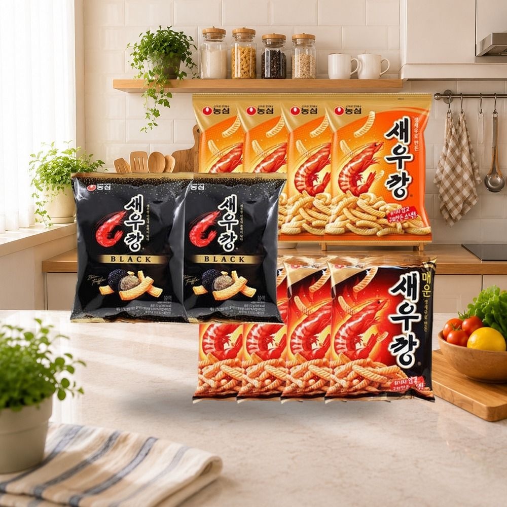 농심 새우깡 90g 4개 + 매운 새우깡 90g 4개 + 새우깡 블랙 72g 2개