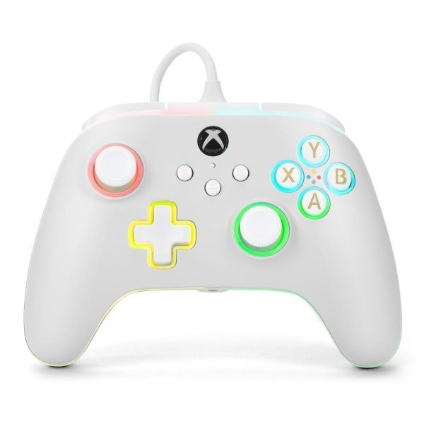 [해외] PowerA Advantage 유선 컨트롤러 Xbox 시리즈 X S Lumectra 탑재 화이트 게임패드 비디오 게임 게이밍 One Windows 10 11 호환 라