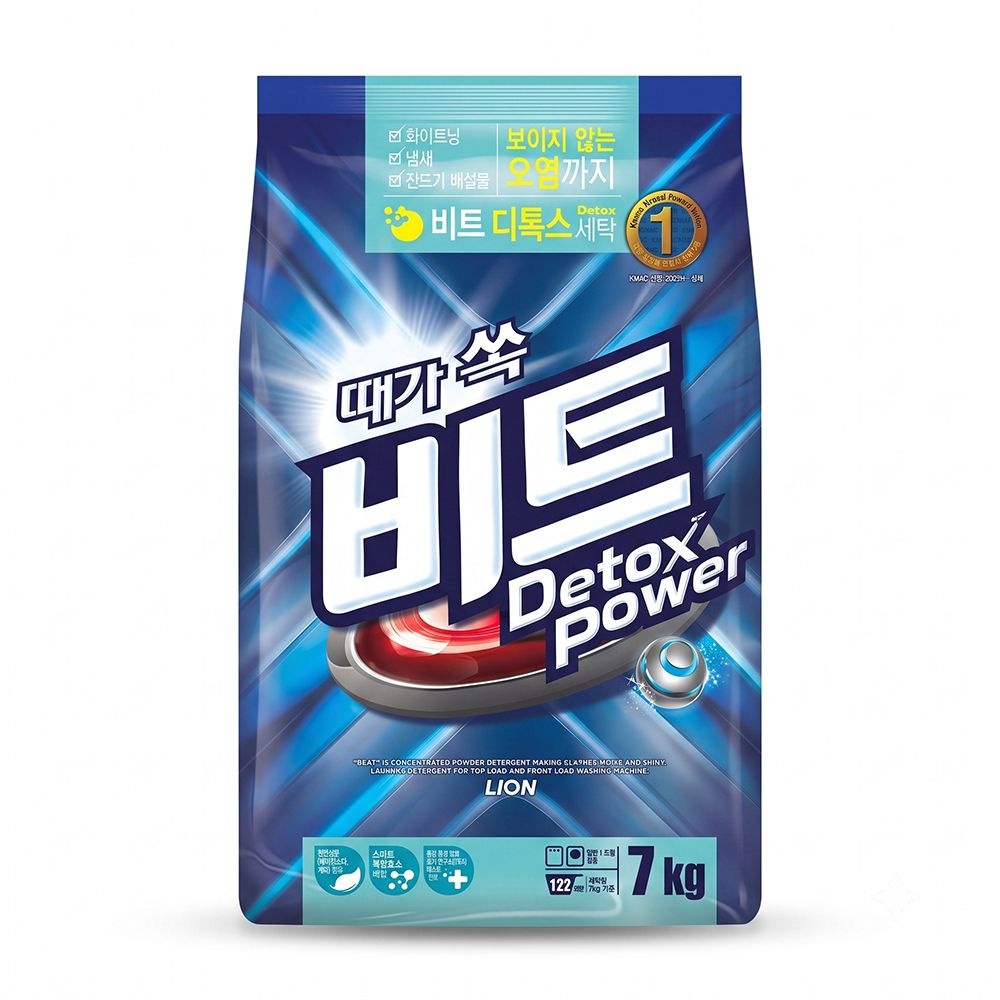 비트 디톡스 파워 분말 세탁세제 7kg 빨래 가루 대용량 일반용 드럼세탁기 드럼용 겸용
