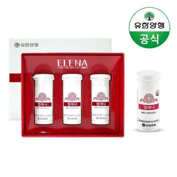 유한양행 여성유산균 엘레나 120캡슐/90캡슐+30캡슐 기획세트 60캡X2+핸드크림 3종