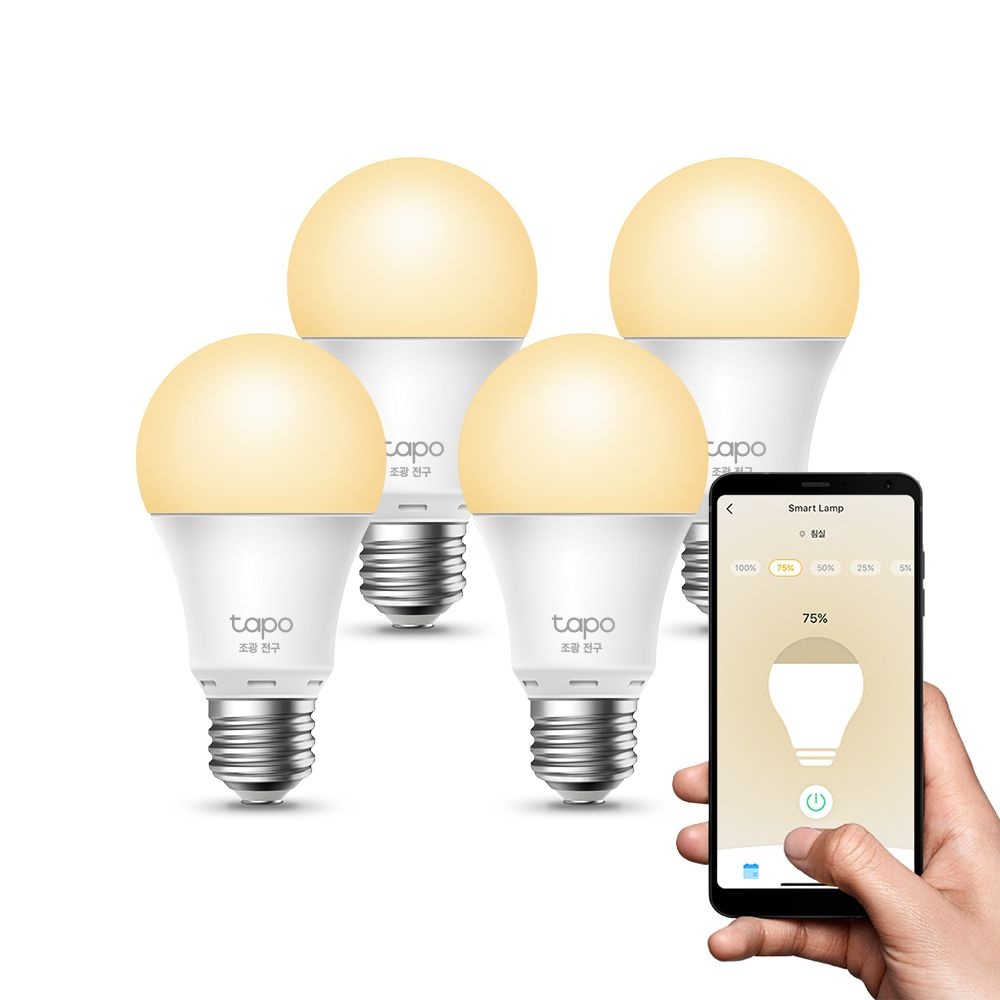 티피링크 티피링크 Tapo L510E 스마트 조광 전구 LED 조명 E26소켓 8W, 전구색, 4개