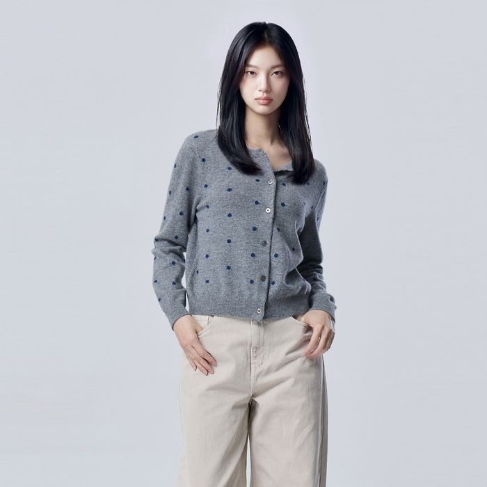베네통 [Online Exclusive] 도트 패턴 니트 가디건_BAKCE1661GR