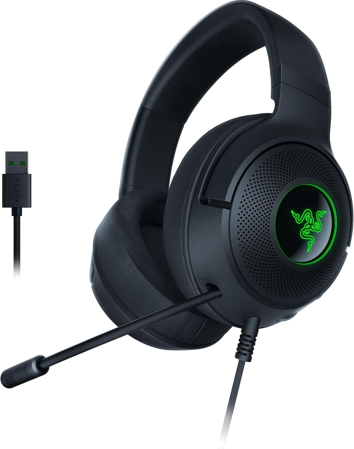 크라켄 V3 X 유선 USB 게이밍 헤드셋: 경량 빌드 - 트라이포스 40mm 드라이버 하이퍼클리어 카디오이드 마이크 7.1
