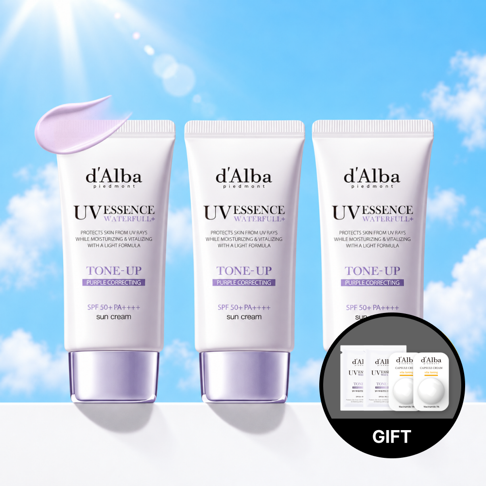 달바 [대용량세트/3개] 퍼플 톤업 50ml(3개)+퍼플 톤업 선크림 2매+비타 캡슐 크림 1.5g 2개
