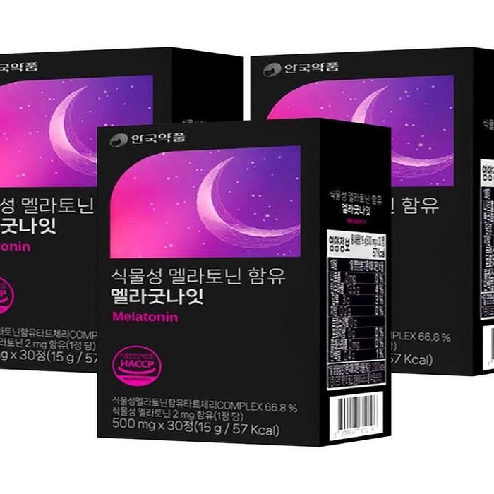 안국약품 멜라굿나잇 식물성 멜라토닌 함유 30정 3박스(AD)