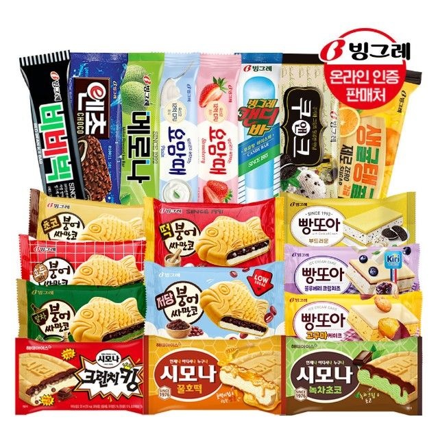 빙그레 붕어싸만코/빵또아/시모나 20개+아이스크림 바 20개
