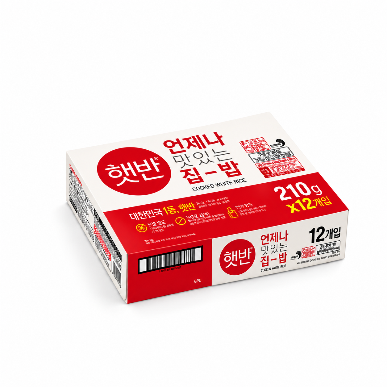 CJ 햇반 찰기가득 쌀밥 210g x 12 (1박스)