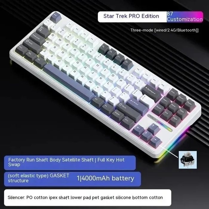[해외] AULA F87 Pro 무선 기계식 키보드 87키 트라이모드