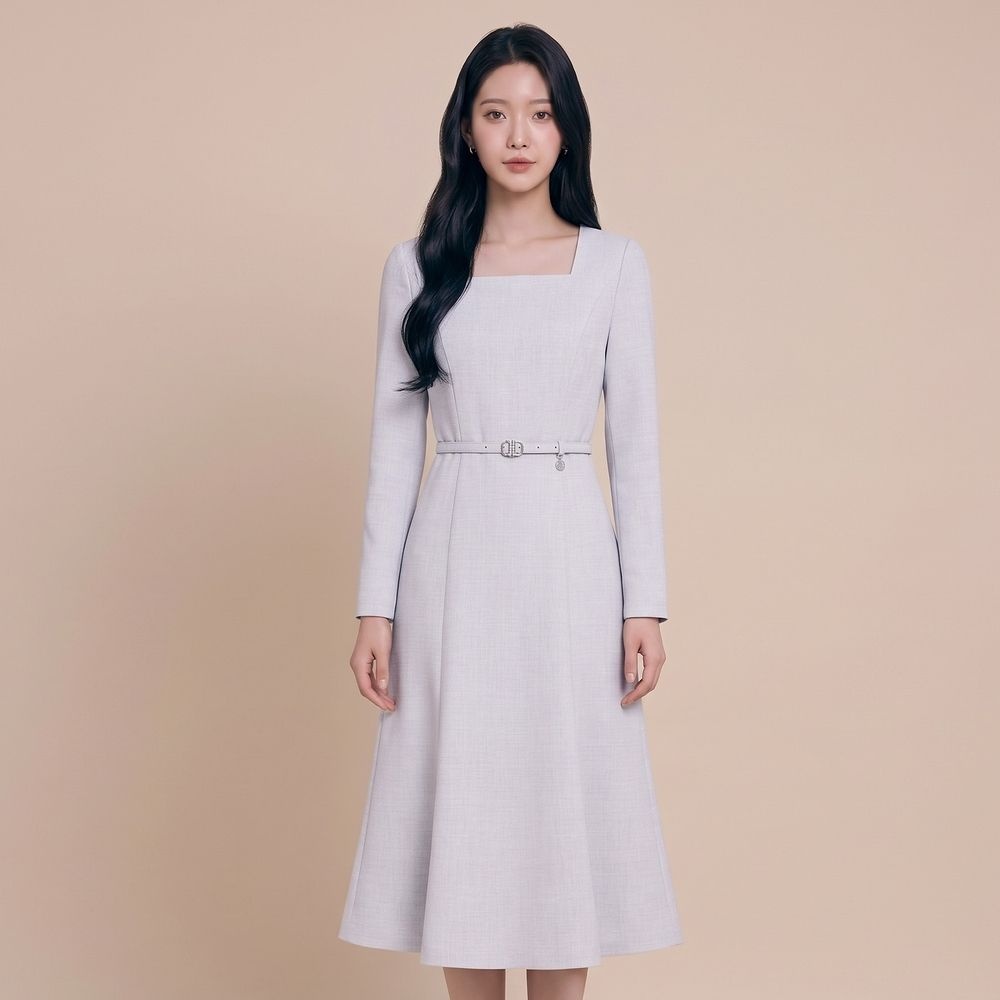 라인 스퀘어넥 머메이드 벨트 원피스(NWOPPI0500)