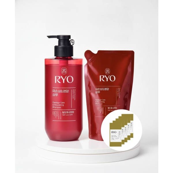 RYO 함빛 극손상&영양 샴푸 480ml 본품+400ml 리필 기획+샴푸 파우치 6ml 2매 증정