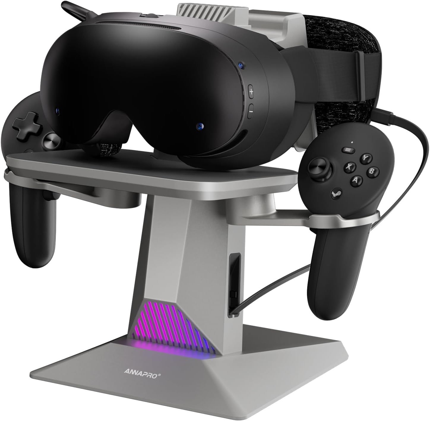 ANNAPRO CD1 스팀 프레임용 충전 도크, 메타 퀘스트 3S/퀘스트 3/퀘스트 2, VR 헤드셋 충전용 리트랙터블 케이블,
