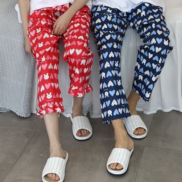 국내산 면 잠옷바지 9부 파자마 커플 여성 남성 바지