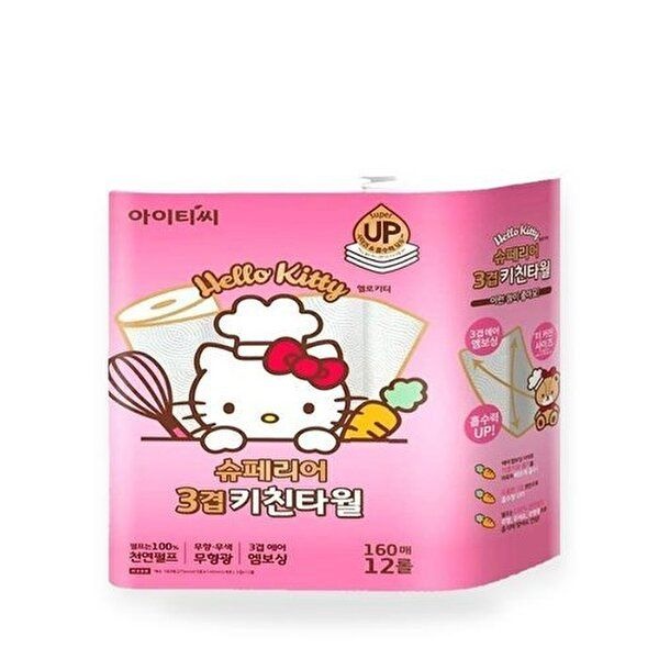 [셀러허브 생활리빙]헬로키티 키친타올 슈페리어 3겹 160매12롤 업소용 두꺼운 대용량(SH) (46125516)