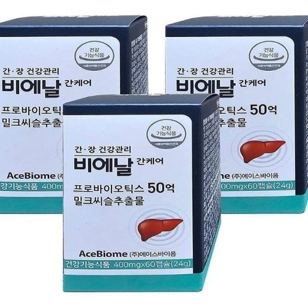 BNR17 비에날 간케어 밀크씨슬+유산균 60캡슐 3박스 (3개월분)...