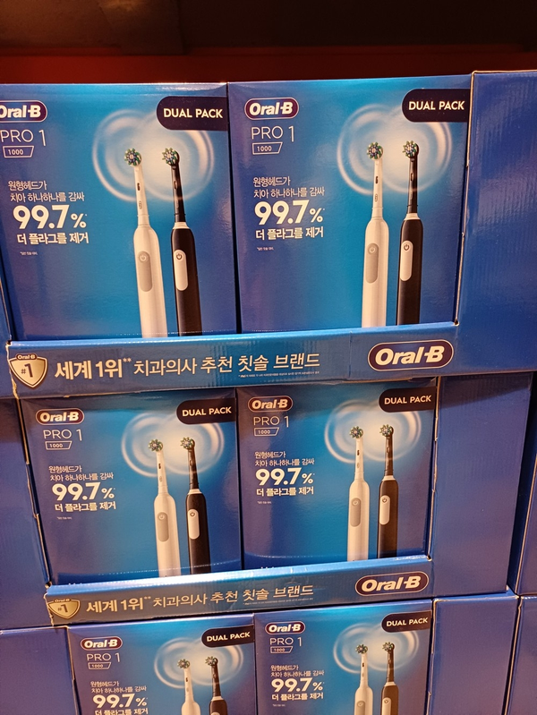 오랄비 전동 칫솔 Pro 1 듀얼팩 칫솔모 포함 코스트코 두레샵