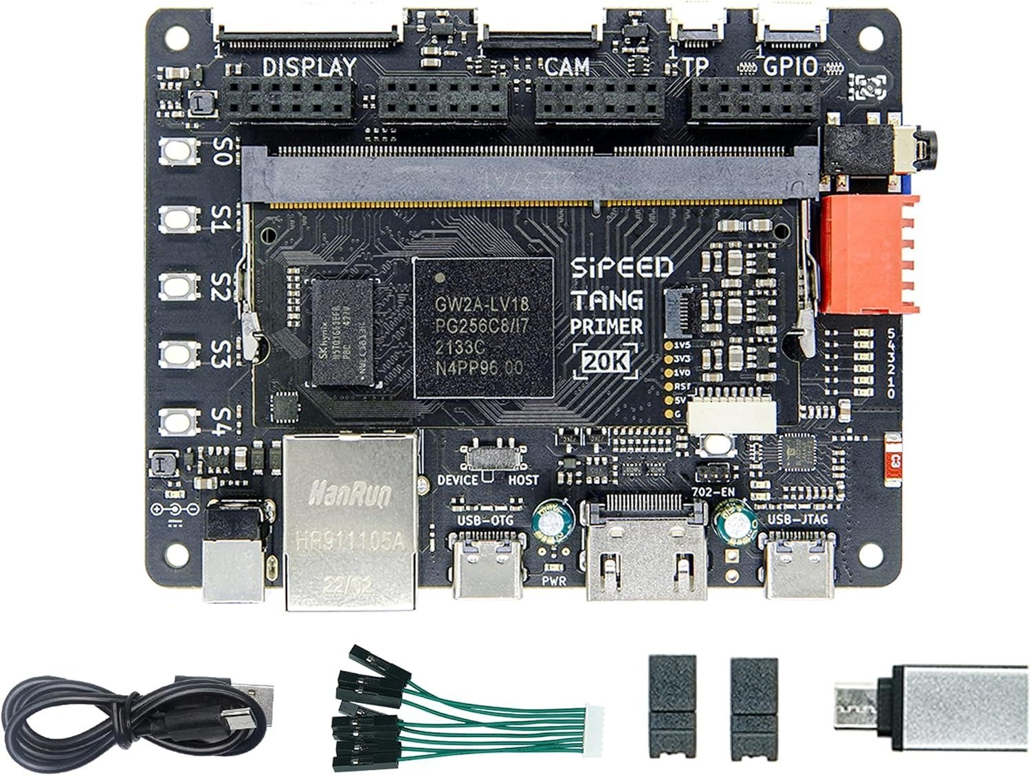 Sipeed Tang Primer 20K Gowin GW2A FPGA GoAI 개발 보드 키트 최소 시스템, DSP LvDs 인터페이스 및 BSRAM 탑재, 1GB DDR3 PMIC 포함,