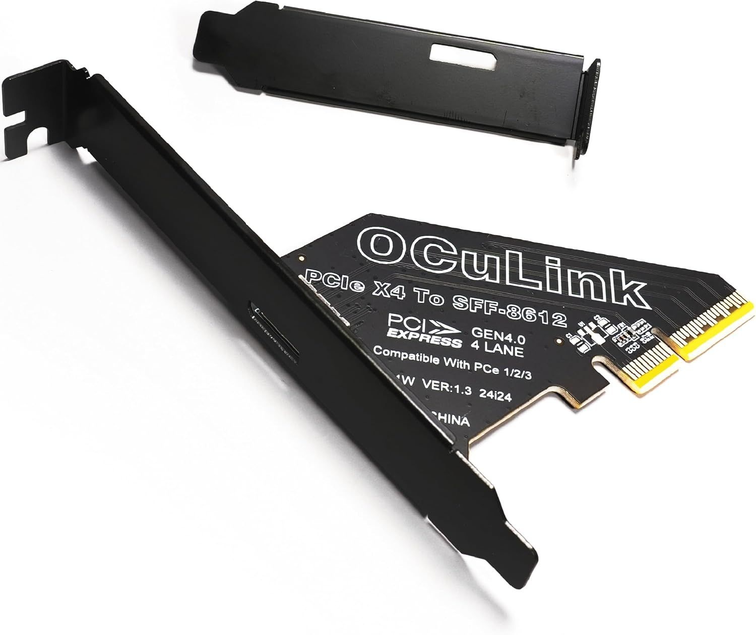 PCIe 4.0 x4 to OCuLink SFF-8612 어댑터 카드, 4세대 호스트 확장 64Gbps | eGPU 도크 및 U.2 U.3 NVMe SSD, 호환 가능한 x8 x16 슬롯,