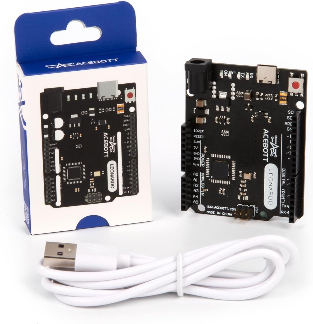 Leonardo R3 보드 Atmega32u4 for Arduino, Type-C USB 케이블이 포함된 마이크로컨트롤러 개발 보드, DIY 스타터 키트, 입력