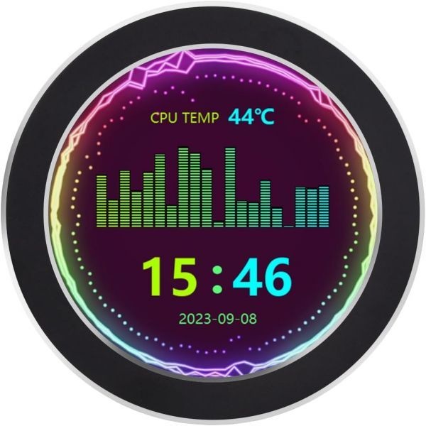 [해외] Waveshare 2.8인치 CPU GPU 쿨러 원형 LCD 디스플레이 수랭식 시스템용 AIO 컴퓨터 온도 모니터 게이밍 PC 부품 측면 장착