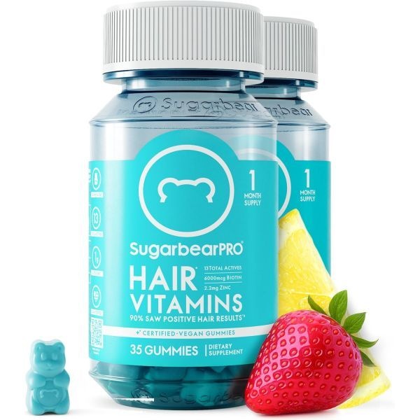 [해외] SugarbearPRO Hair Vitamin Gummy 2 Month Supply Extra Strength Biotin 6000mcg, Growth for Men & Women, Vegan B12, MSM, Inositol, Omega 3, Elderberry, C