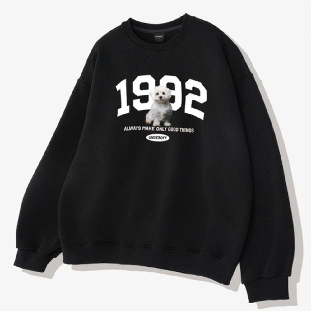 언더오프 [매장정품] 언더오프 어센틱 릴렉스드 1992퍼피 맨투맨 스웨트 블랙 UT300