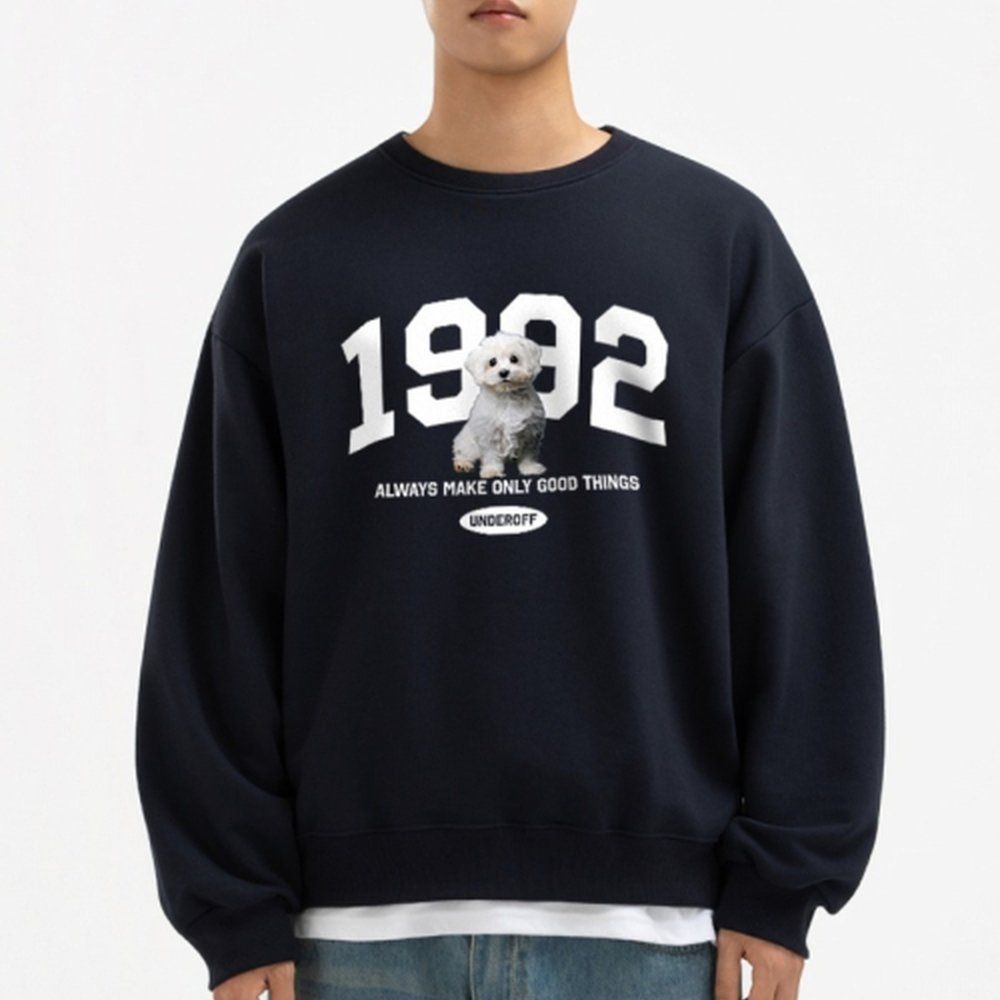 언더오프 [매장정품] 언더오프 어센틱 릴렉스드 1992퍼피 맨투맨 스웨트 네이비 UT300