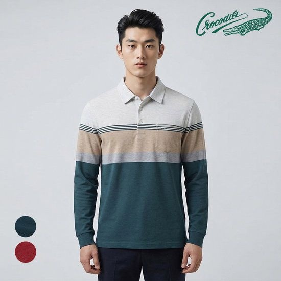 [크로커다일]크로커다일 데일리 멀티 블록 카라 티셔츠 CDAAATS1402