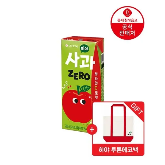 [본사직영]롯데칠성 히야 제로 사과/복숭아200mlX48팩+에코백 증정