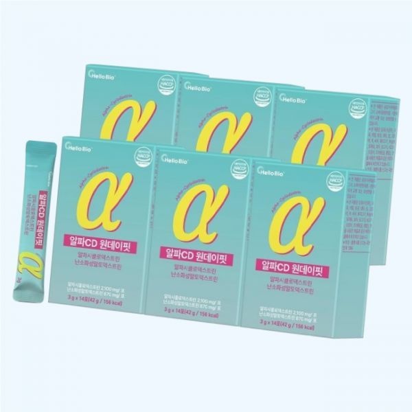 [오늘출발] 헬로바이오 알파CD 원데이핏 알파시클로덱스트린 난소화성말토덱스트린 14포 6박스 (총 84포) 5170316