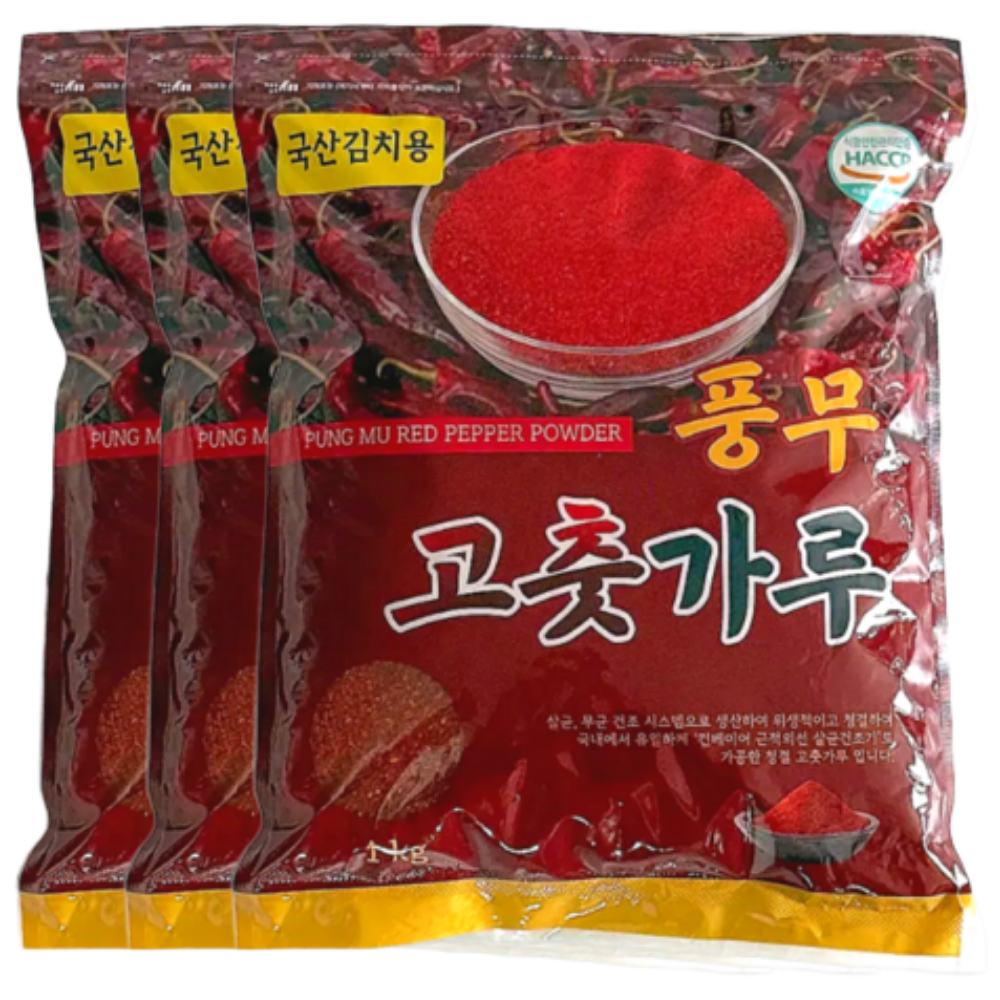 풍무 국산 햇 고춧가루 보통맛 김치용 1kg 3개 (HACCP 인증)