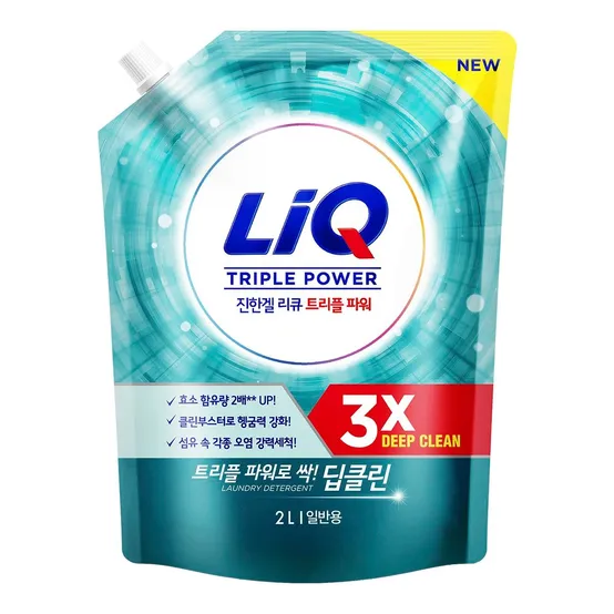 리큐 진한겔 딥클린 트리플파워 세탁세제 2L파우치 일반