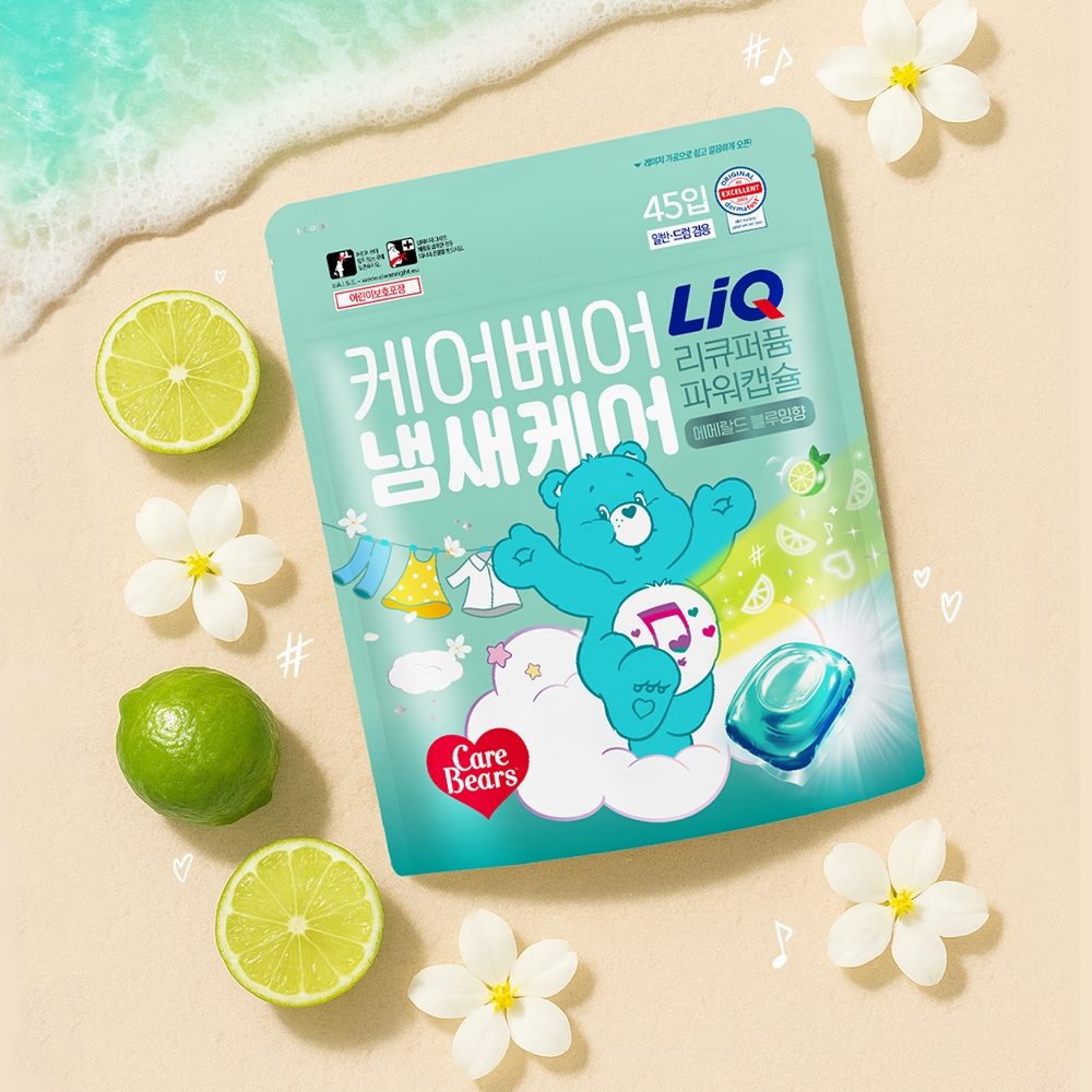 리큐X케어베어 퍼퓸파워캡슐 에메랄드 블루밍 45입