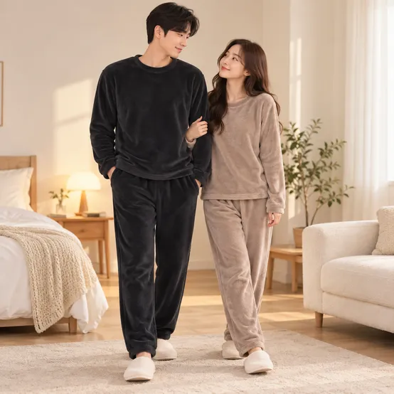[상하세트출시] 온가족 모두 입을수있는 따뜻한 밍크털 폭닥 수면 파마자 상하세트 or 바지 1+1