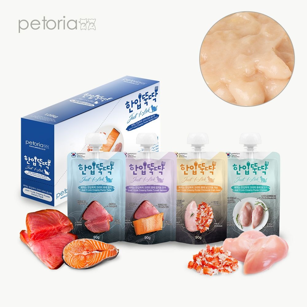 짜먹는 한입뚝딱 크리미 퓨레 고양이 습식 간식 대용량 4종 90g x 1개