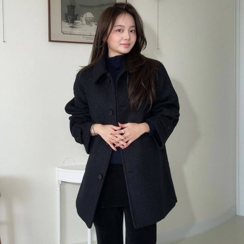 잇미샤 [26 F/W] 부클 텍스처 스탠카라 하프 코트 ITQBZHC800
