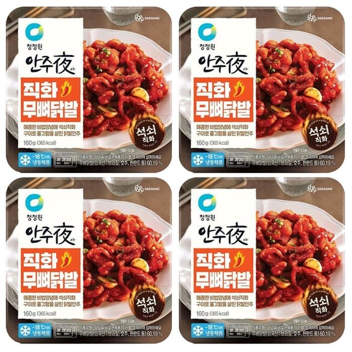 대상 청정원 안주야 직화무뼈닭발 160g 4입