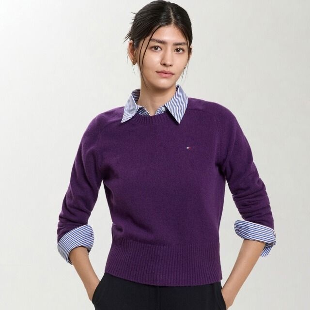 타미힐피거 여성 소프트 울 저지 크루넥 스웨터 T22G7KTO060WT1