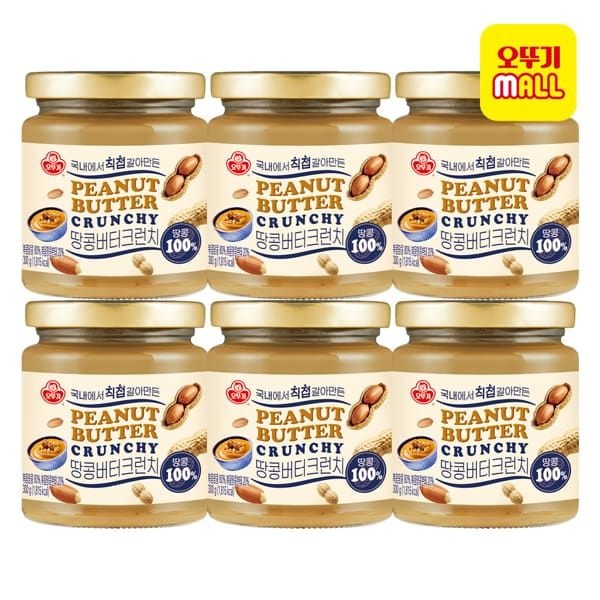 오뚜기 (현대Hmall) [오뚜기] 100% 땅콩버터 크런치 300g 6개