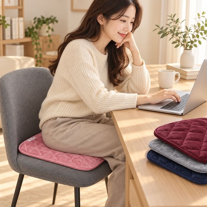 국산 KC인증 온열방석 USB 전기방석 사무실 의자용 1인용 38cm 사각 퀼팅 4색 5V 온오프형