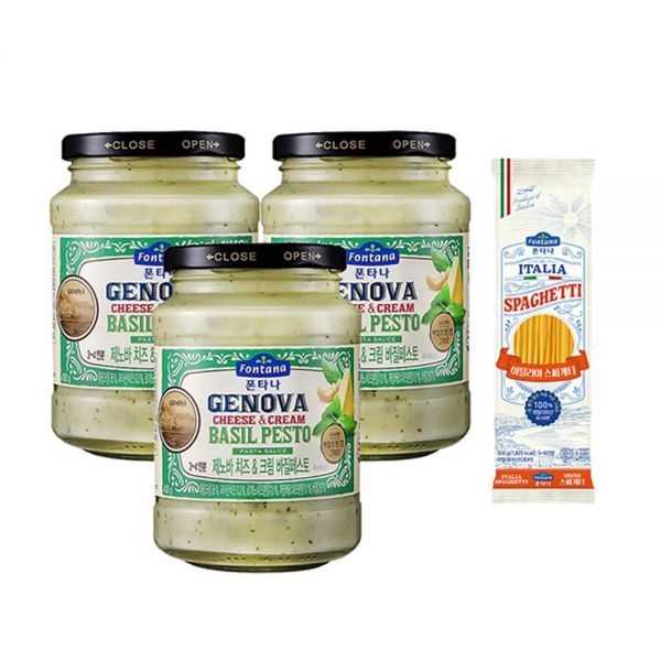 폰타나 크림바질페스토 파스타소스, 430g, 3개 + 이탈리아 캄파니아 스파게티 500g,1개