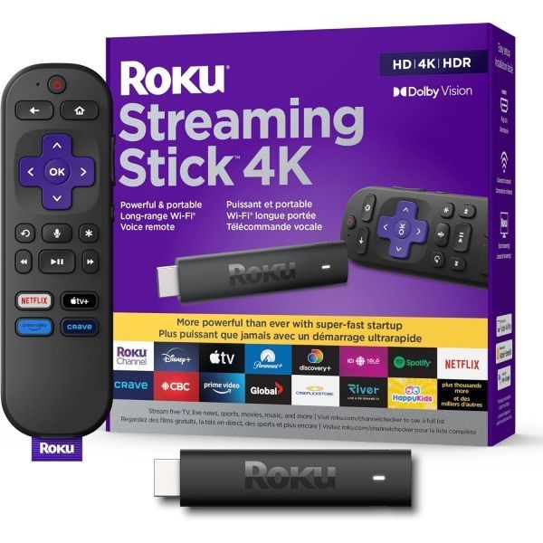 [해외] Roku 로쿠 스트리밍 스틱 4K 2022 제조사 제품 HDR Dolby Vision 지원 기기 음성 리모컨 TV 제어 기능 장거리 Wi Fi 탑재 32094