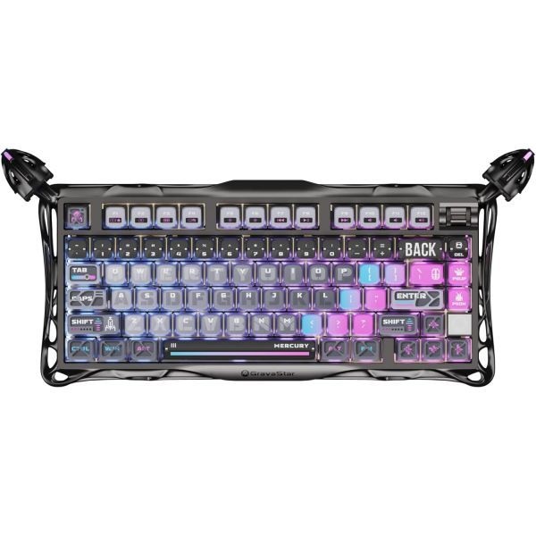 [해외] GravaStar 그라바스타 Mercury K1 Pro 무선 기계식 게이밍 키보드 75% 레이아웃 RGB 커스텀 전기 도금 유광 프레임 핫스왑