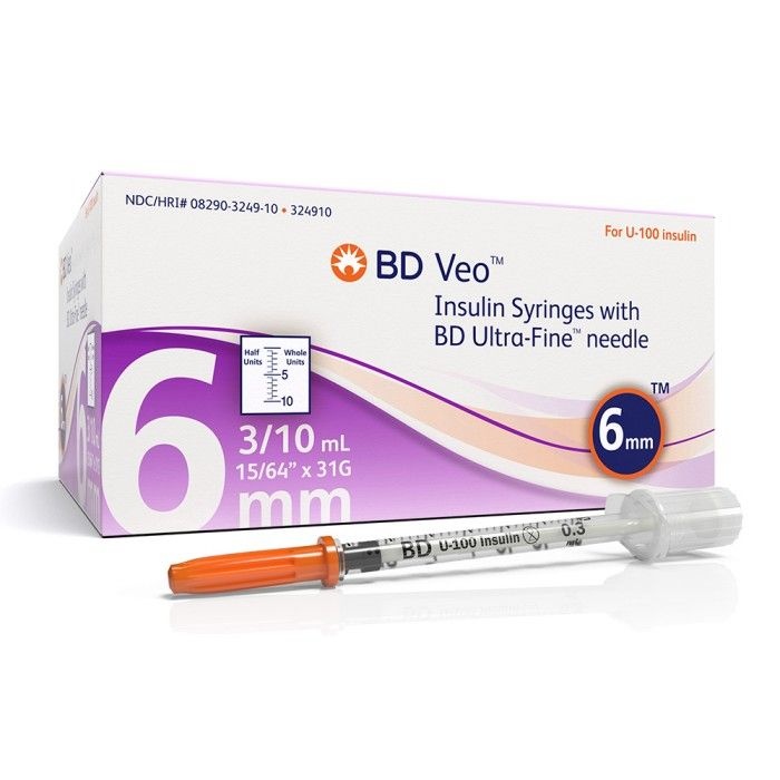 BD 울트라파인 인슐린 주사기 31G 6mm 3/10ml 324910 0.5눈금 시린지