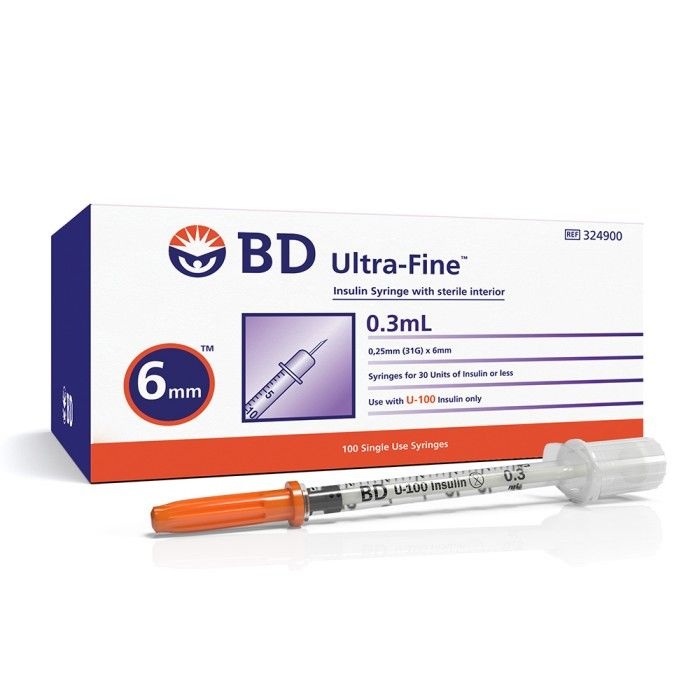 BD 비디 당뇨 인슐린 주사기 울트라파인 0.3cc 31G 6mm 100개입 324900