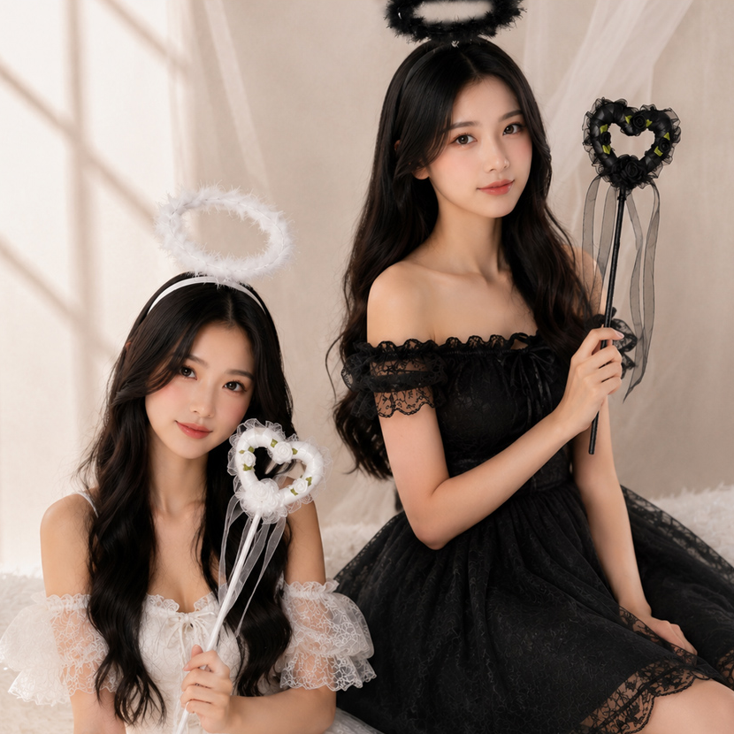 러블리 천사 엔젤링 머리띠 요술봉 택1 할로윈 천사 악마 코스튬 분장 파티 소품