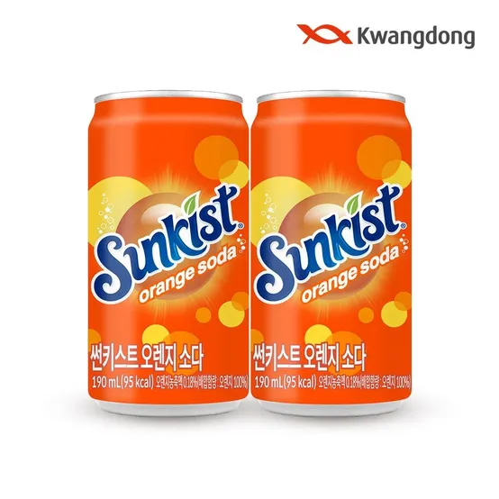 [임박특가] [광동직영] 썬키스트 과일소다 190ml 30캔 오렌지소다 / 제로 복숭아레몬 2종 골라담기 택1 